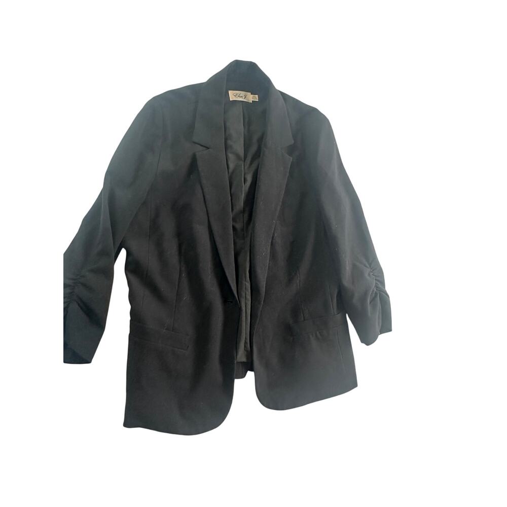 Eliza J Ruched Sleeve Blazer - Black - Size M